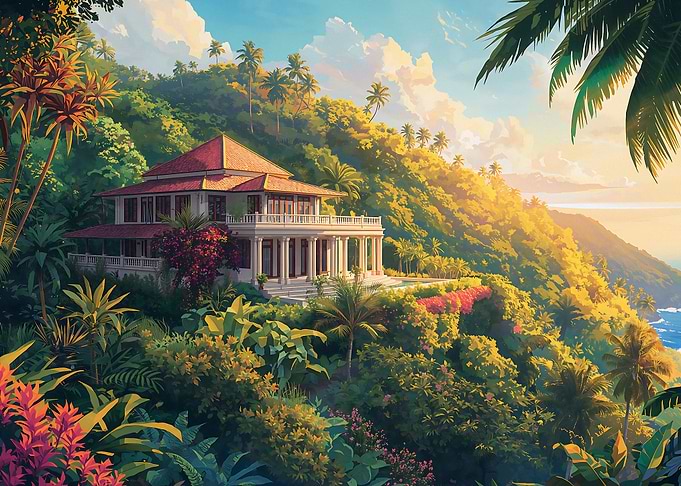 Tropical Villa Overlooking the Ocean
