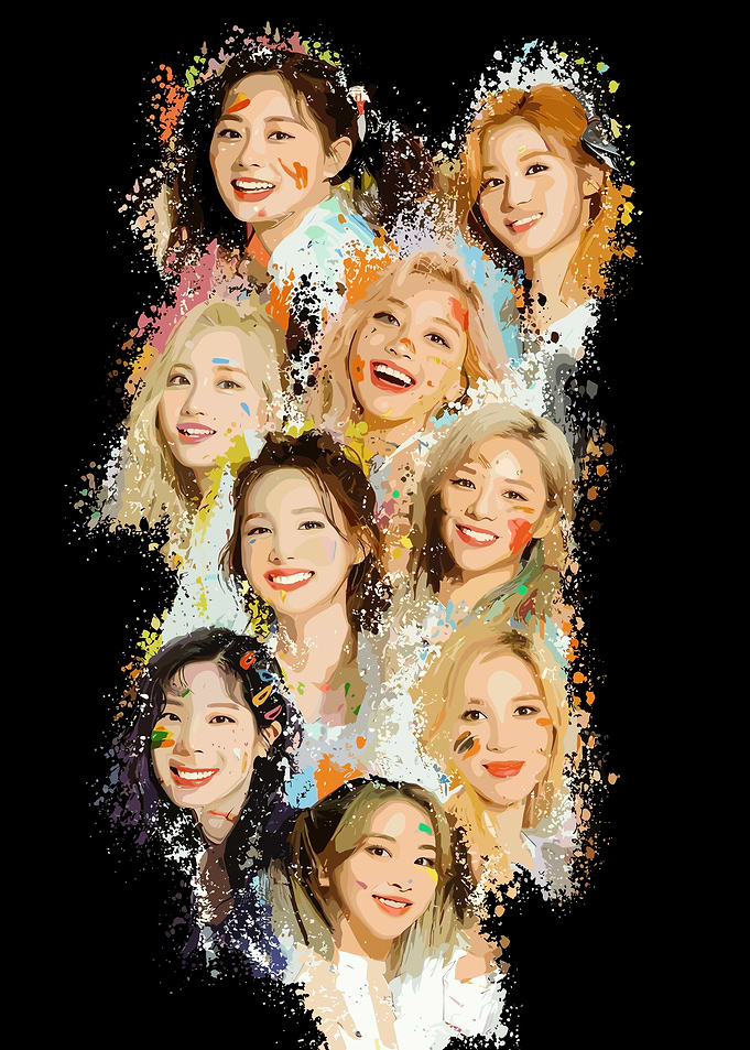 TWICE K-Pop Group Paint Splatter Art