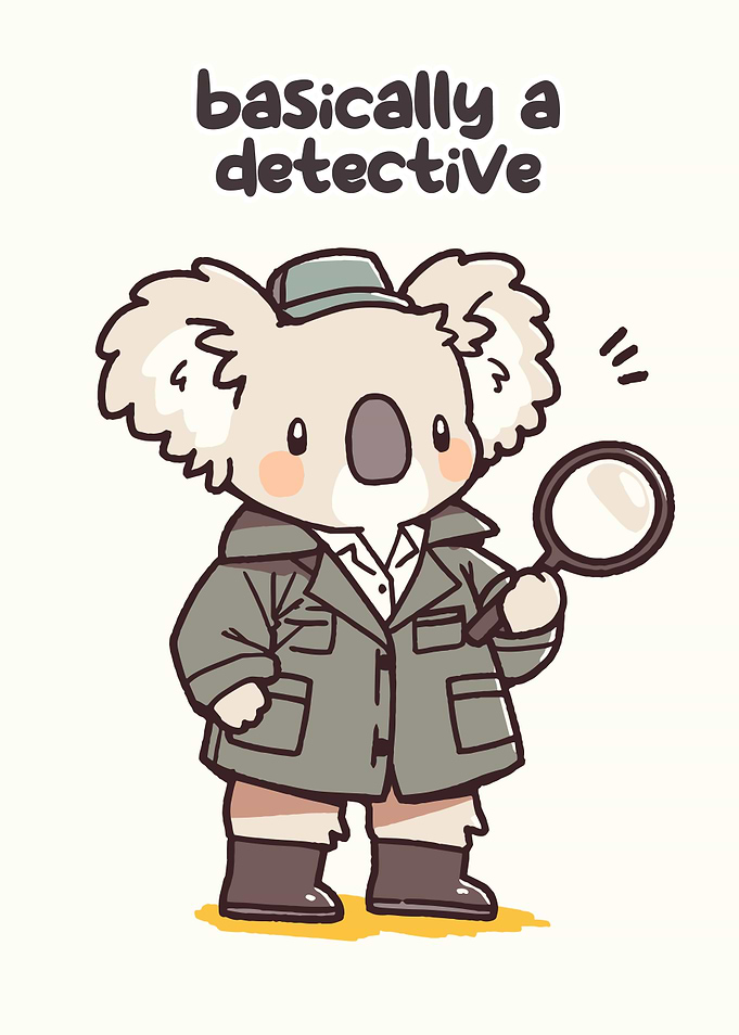 Koala Detective with Magnifying Glass