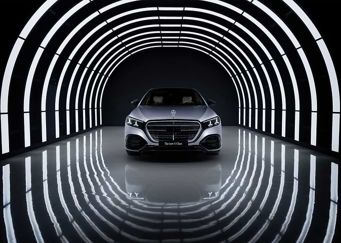 Mercedes-Benz S-Class in illuminated tunnel