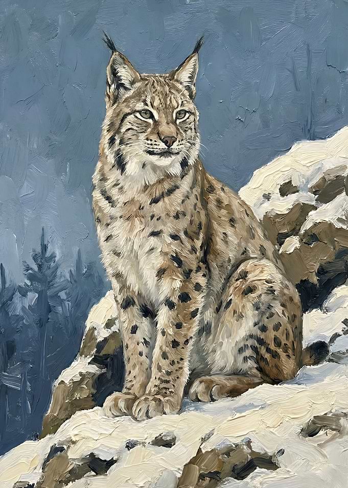 Lynx in a Snowy Landscape