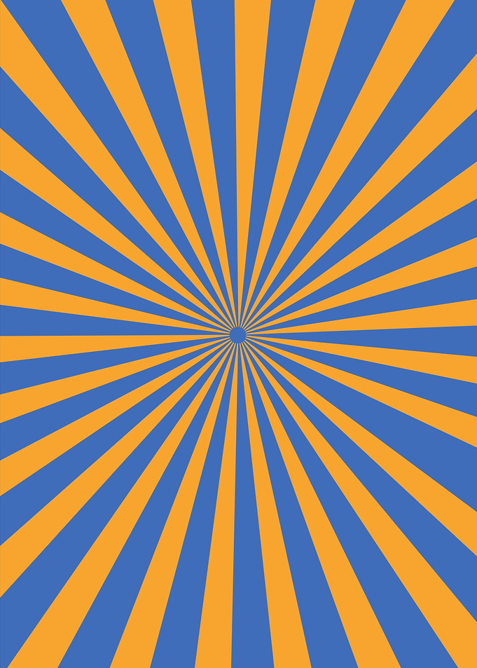 Blue and Orange Sunburst Pattern