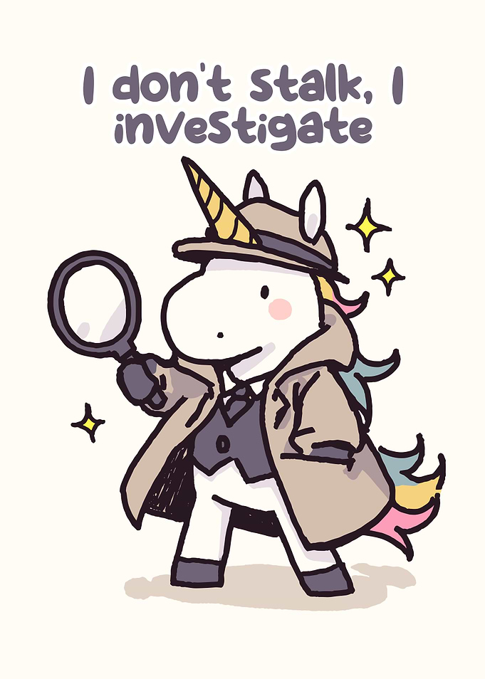 Detective Unicorn with Magnifying Glass