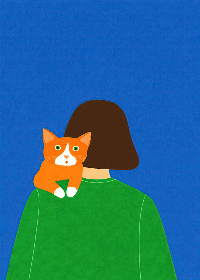 Person with Cat on Shoulder