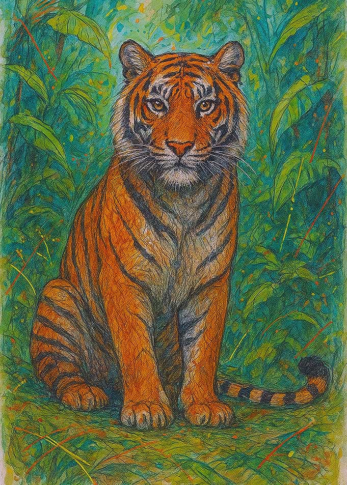 Tiger in Lush Greenery