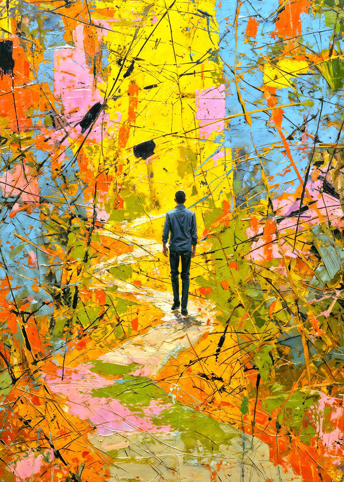 Abstract Journey Vibrant Textured Path