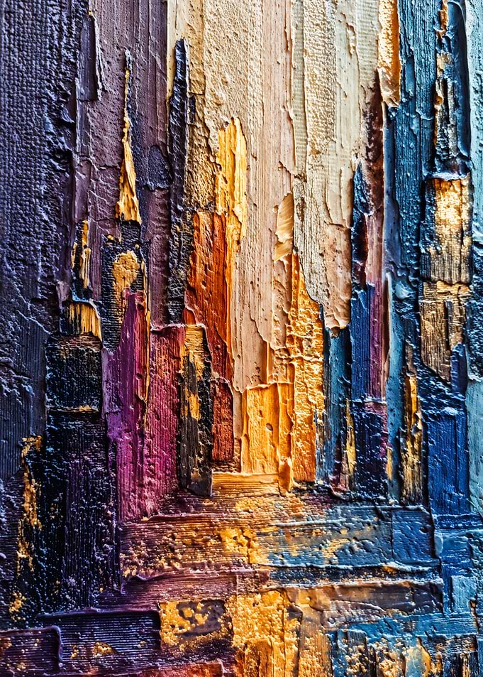 Abstract Cityscape Textured Oil Painting