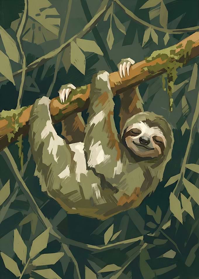 Sloth hanging on a branch