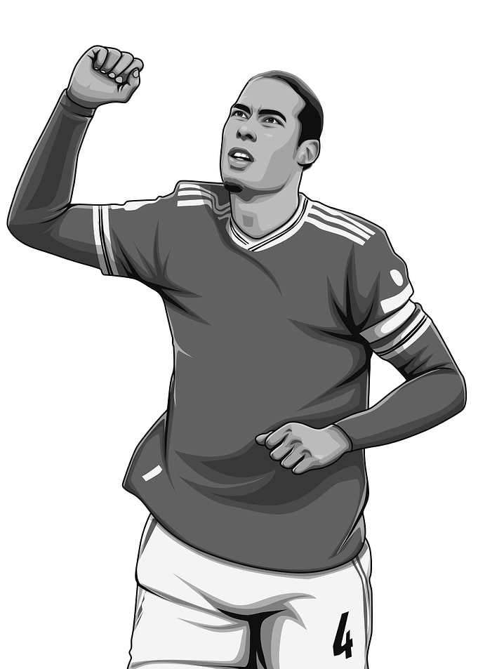 Virgil van Dijk Black and White Version