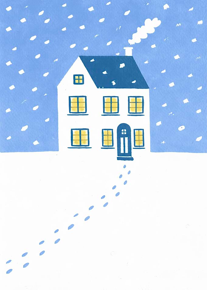 Cozy House in Snowy Landscape