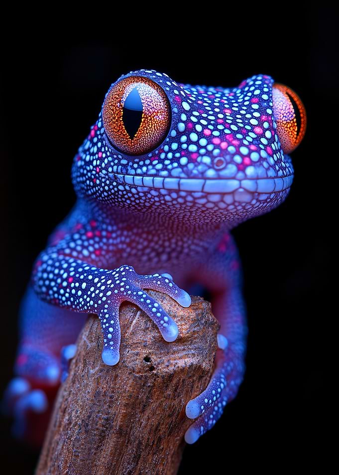 Vibrant Blue and Pink Spotted Gecko