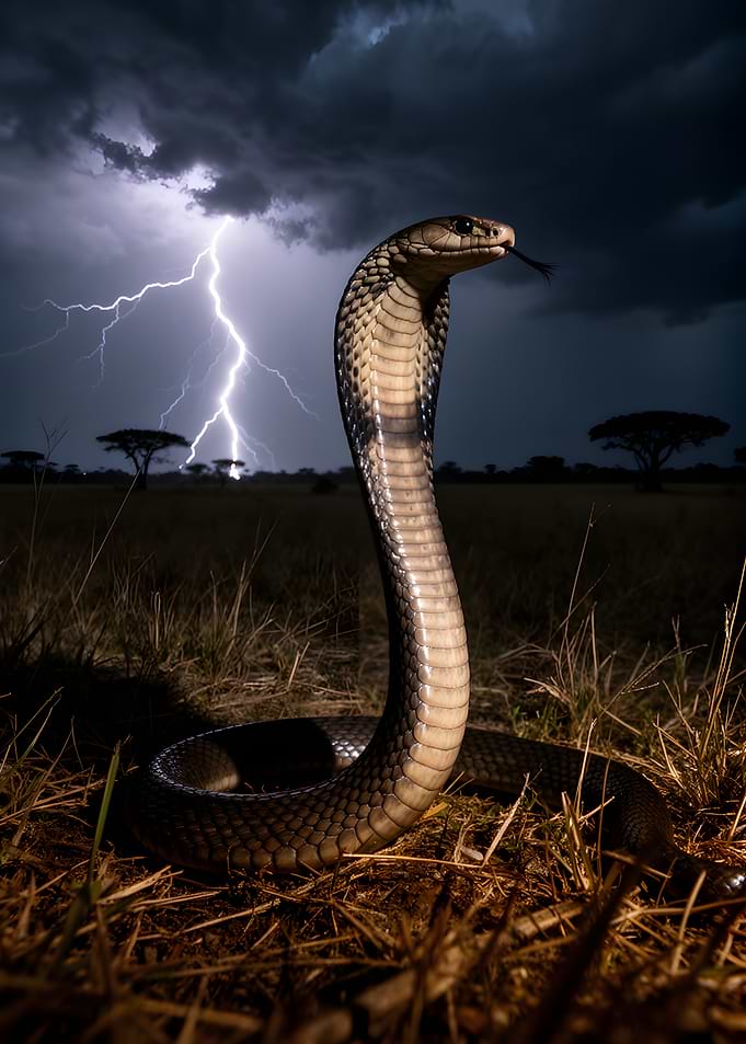 Cobra in Lightning Storm