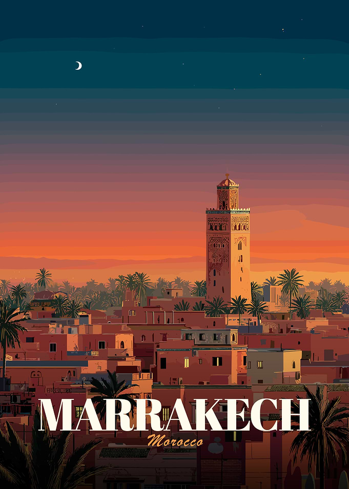Marrakech Morocco Cityscape at Sunset