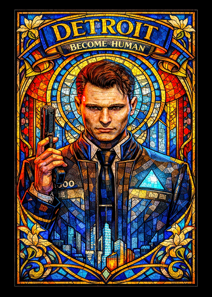 Detroit Become Human Stained Glass Art