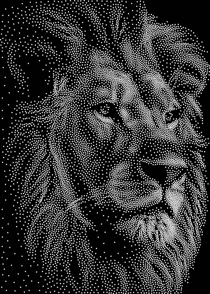 Lion Portrait Stippling Art