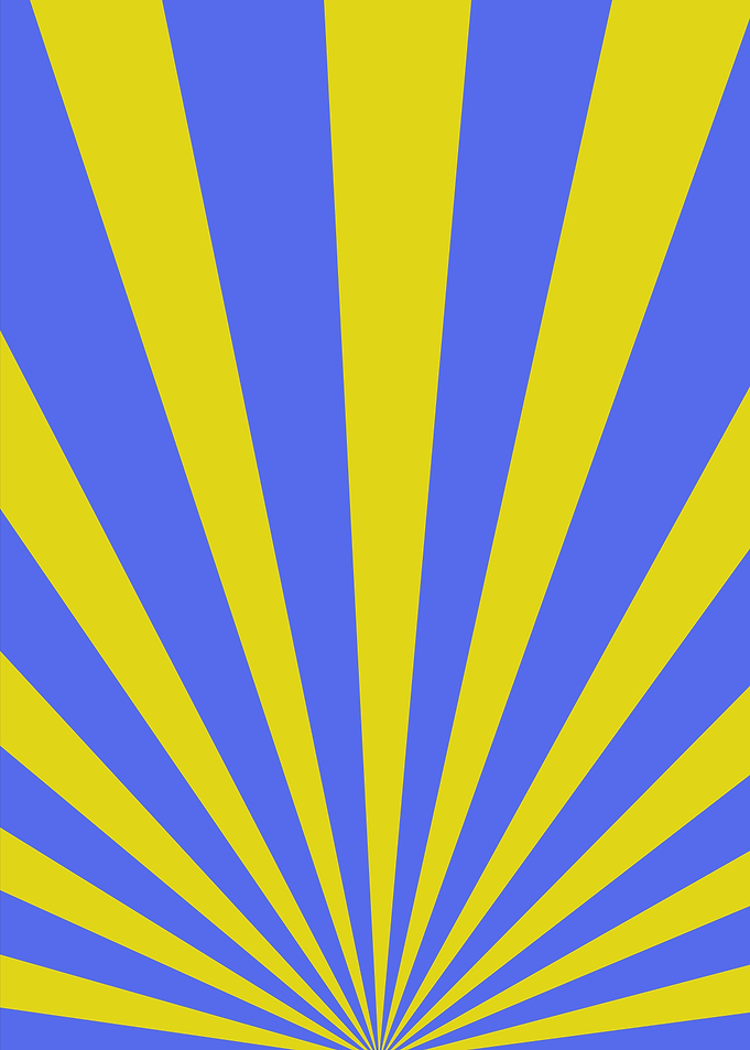 Yellow and Blue Sunburst Pattern