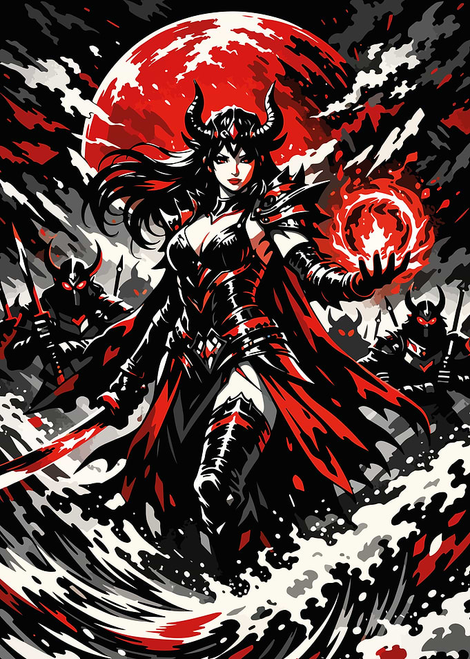 Demonic Queen with Fiery Orb