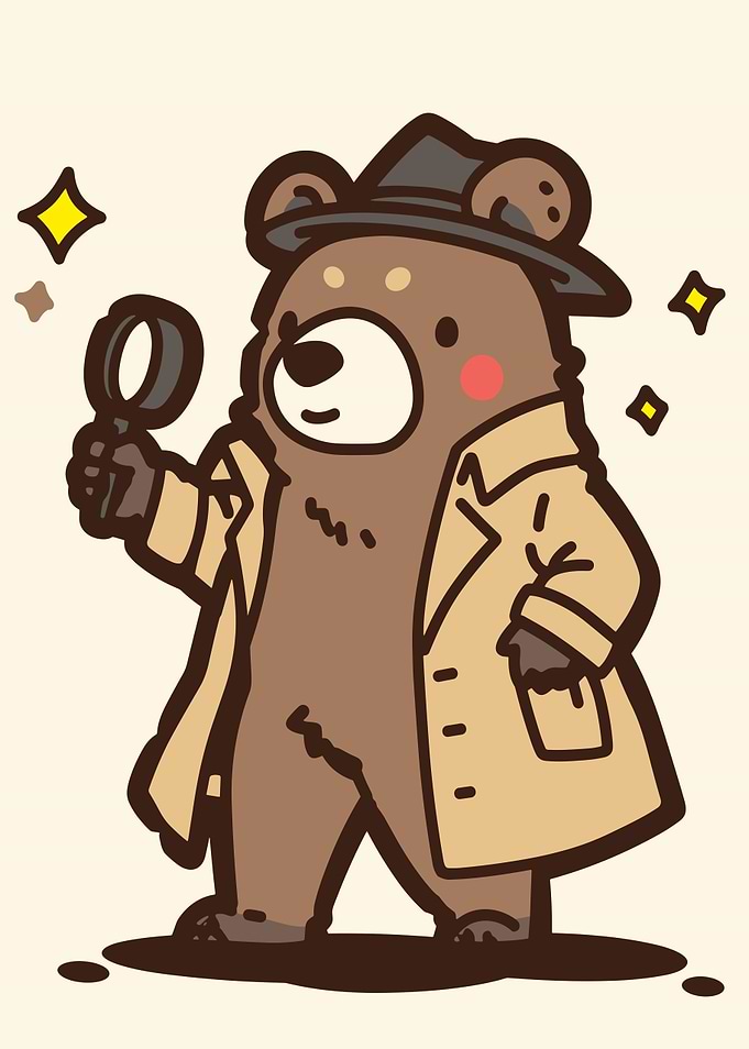 Detective Bear with Magnifying Glass
