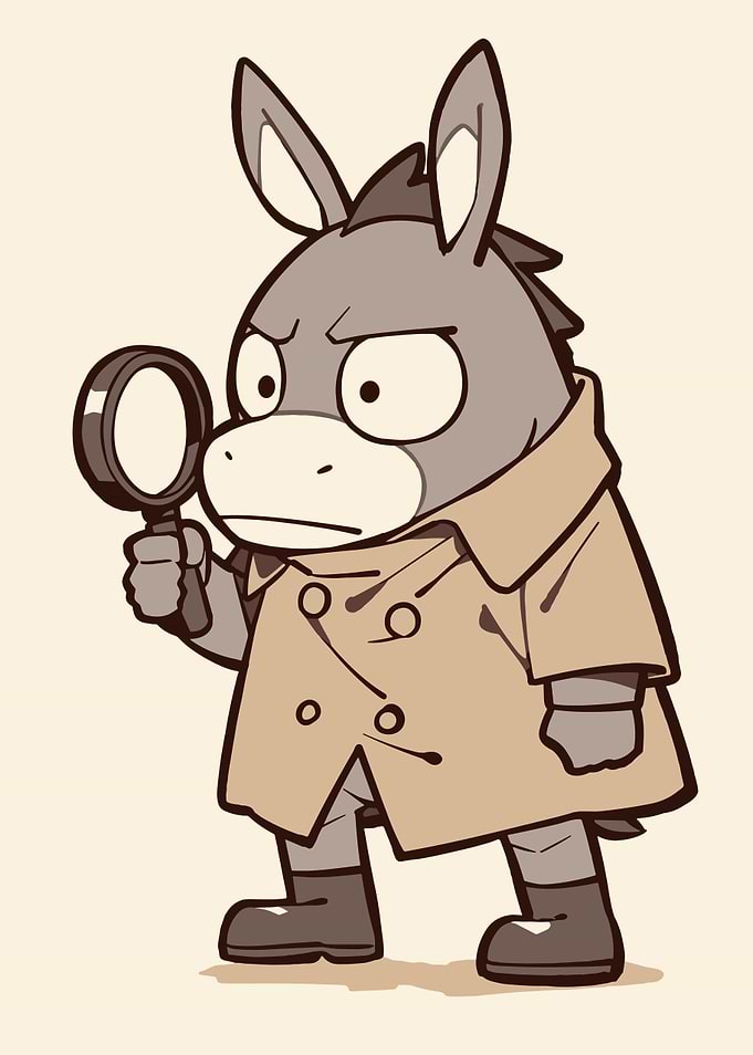 Detective Donkey with Magnifying Glass