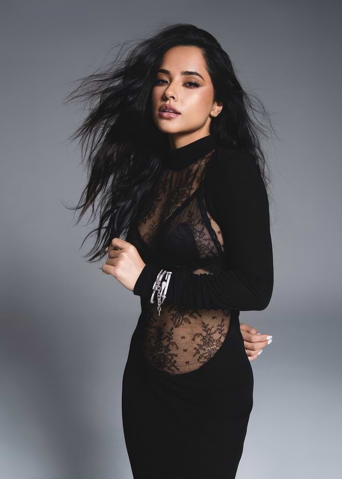 Becky G in Black Lace Dress