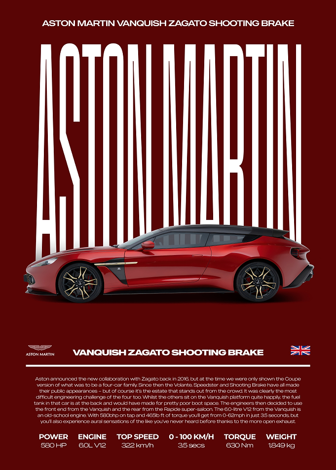 Aston Martin Vanquish Zagato Shooting Brake Car Poster