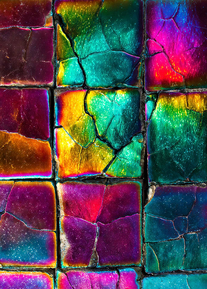 Iridescent Cracked Glass Mosaic Abstract