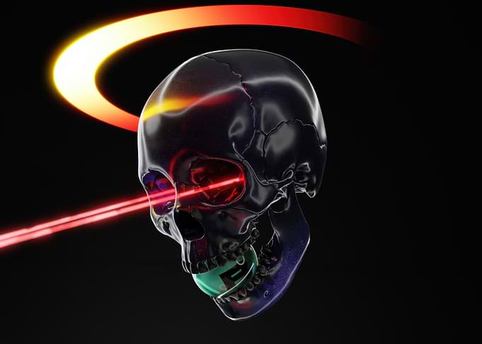 Cyberpunk Skull with Laser Beam