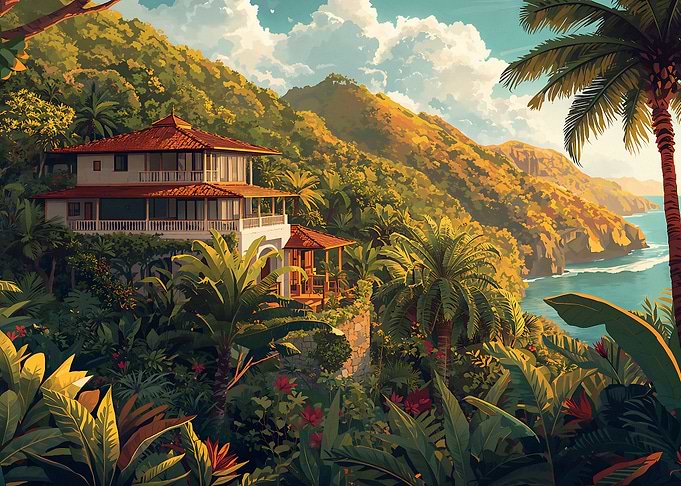 Tropical Villa Overlooking the Ocean