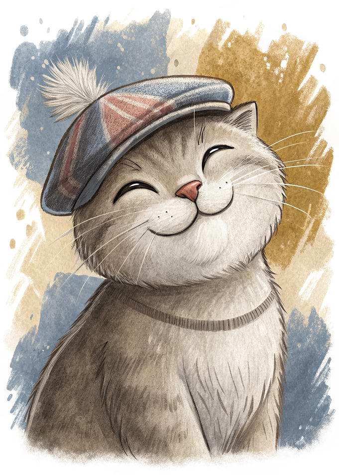 Cute Cat Wearing a Union Jack Hat