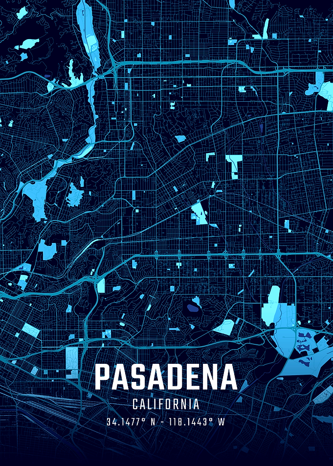 Pasadena California Midnight City Map