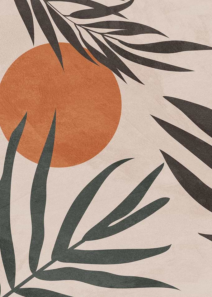 Abstract Tropical Leaves and Sun