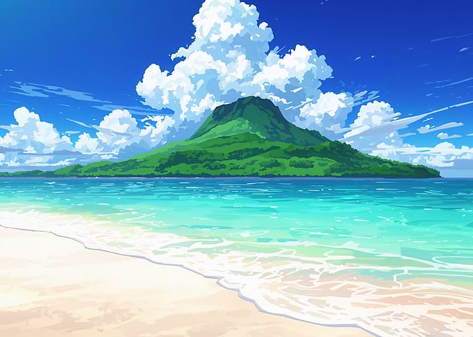 Tropical Island Beach Scene
