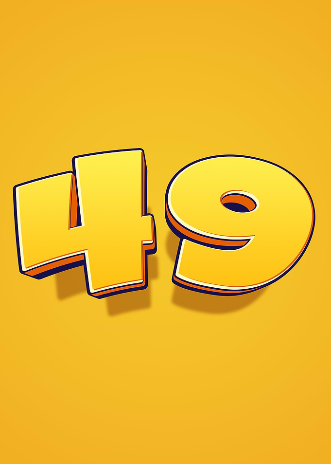 Number 49 in 3D Yellow