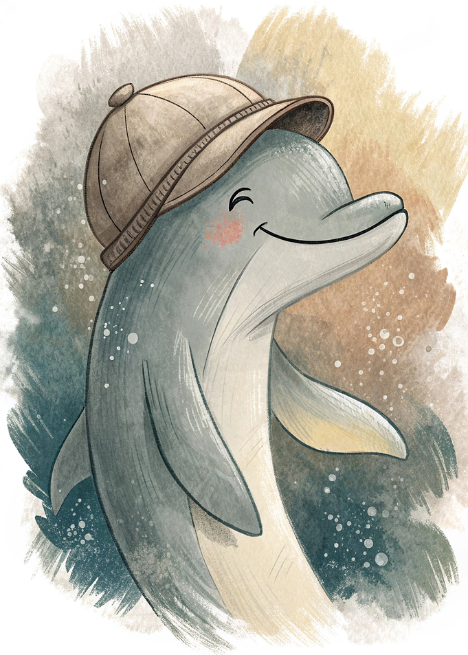 Cute Dolphin Wearing a Hat
