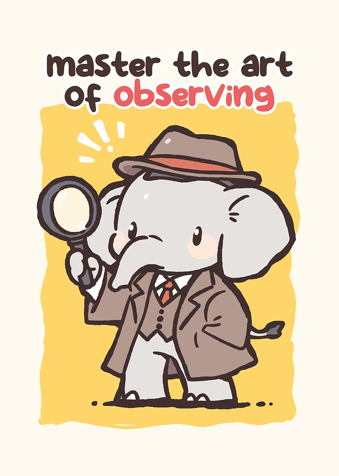 Cute Elephant Detective with Magnifying Glass