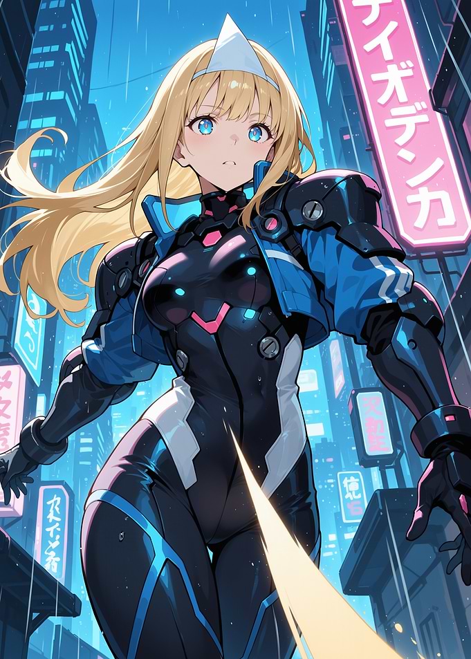Cyberpunk Anime Girl in Neon City