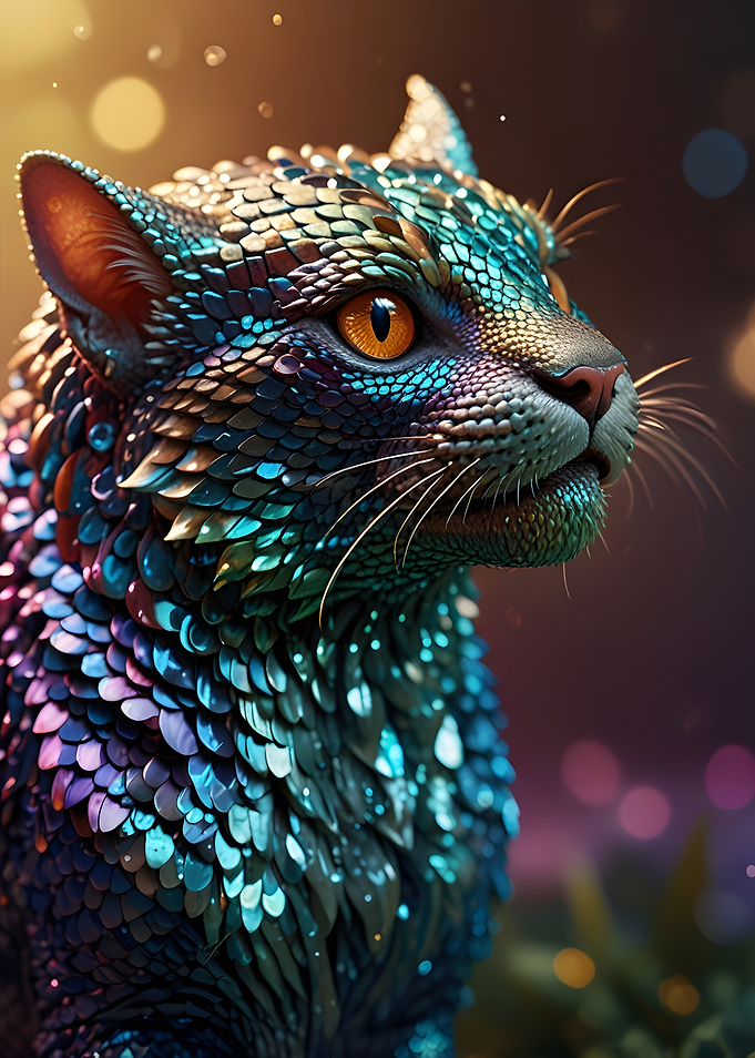 Fantasy Scaled Cat Portrait