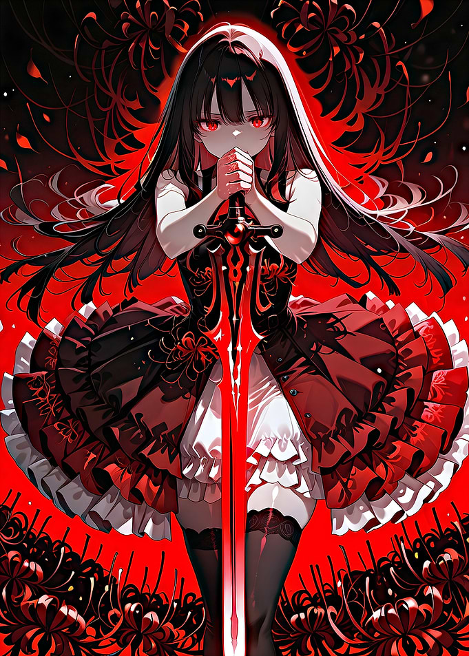 Anime Girl with Red Sword
