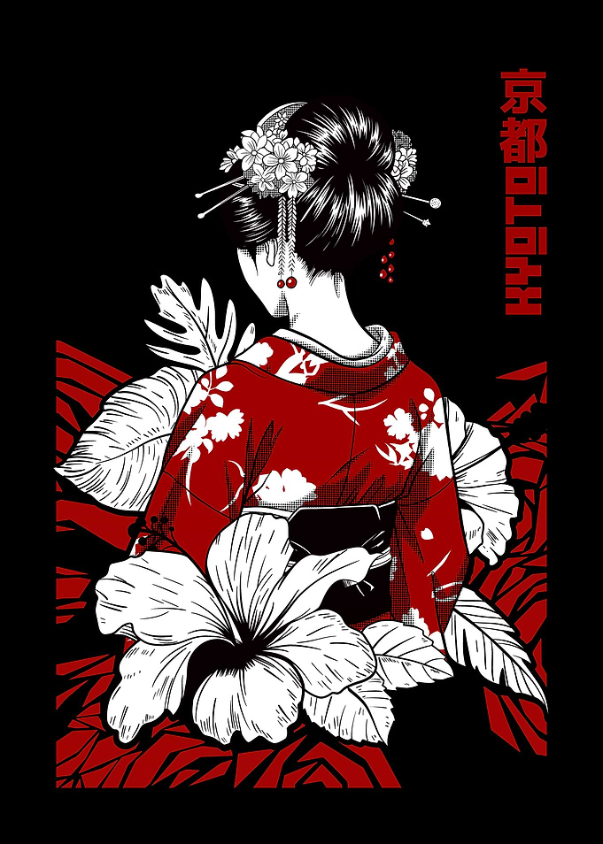 Geisha with Flowers