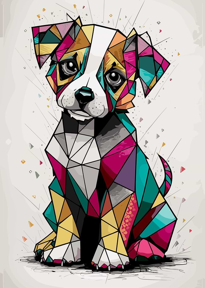 Geometric Puppy Portrait