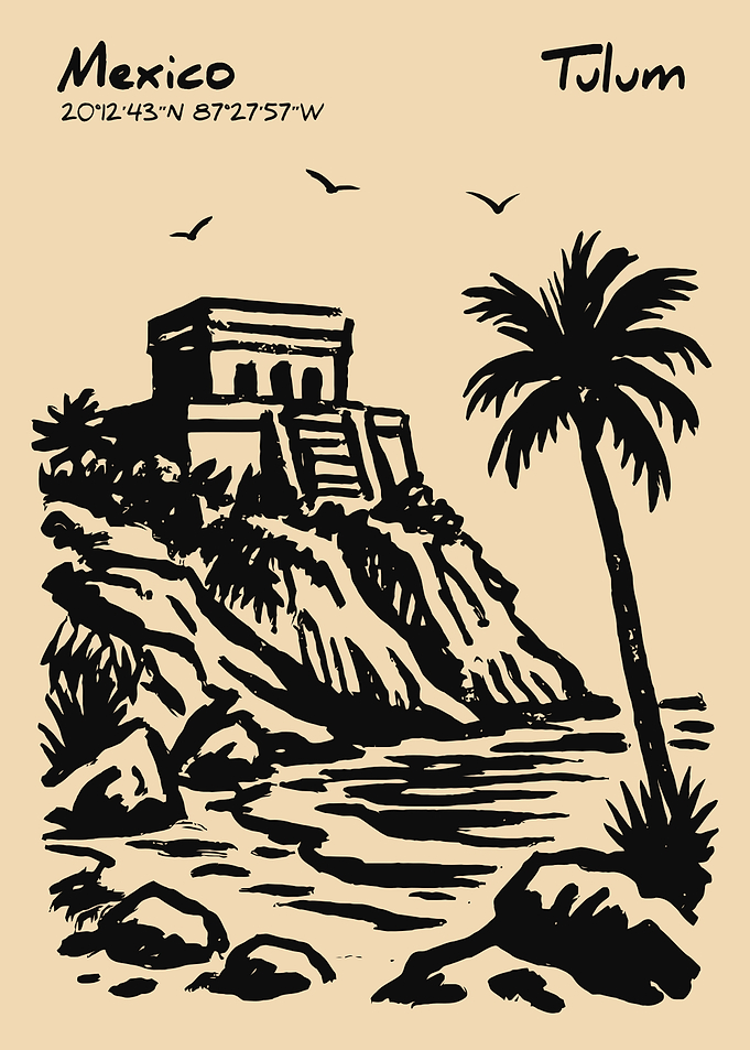 Tulum Ruins and Palm Tree