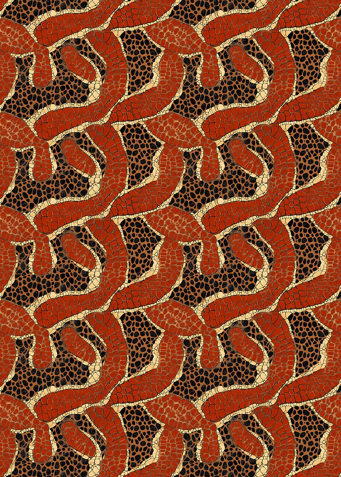 Abstract Skin Pattern with Red and Black Shapes