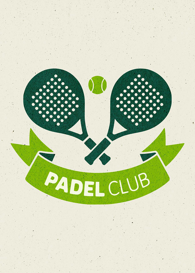 Padel Club Logo with Rackets and Ball