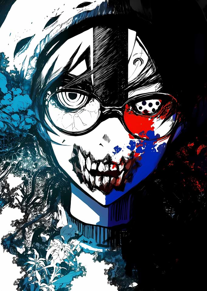 Disturbing Anime Portrait with Split Personality
