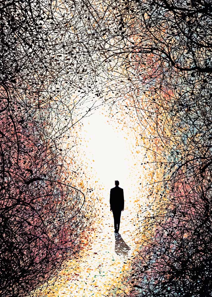 Man Journeying Through Autumn Light