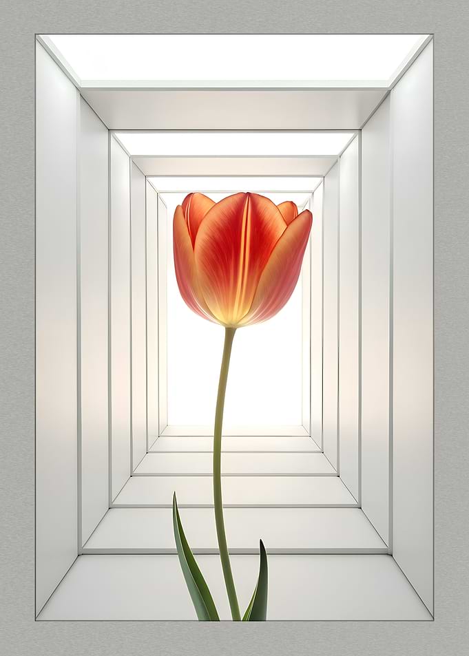 Floral Infinity: Red Tulips at the Heart of Dimensions