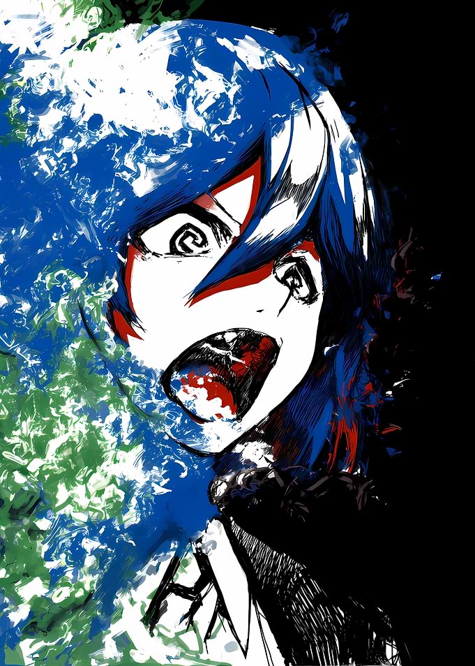 Screaming Anime Character with Earth-like Design