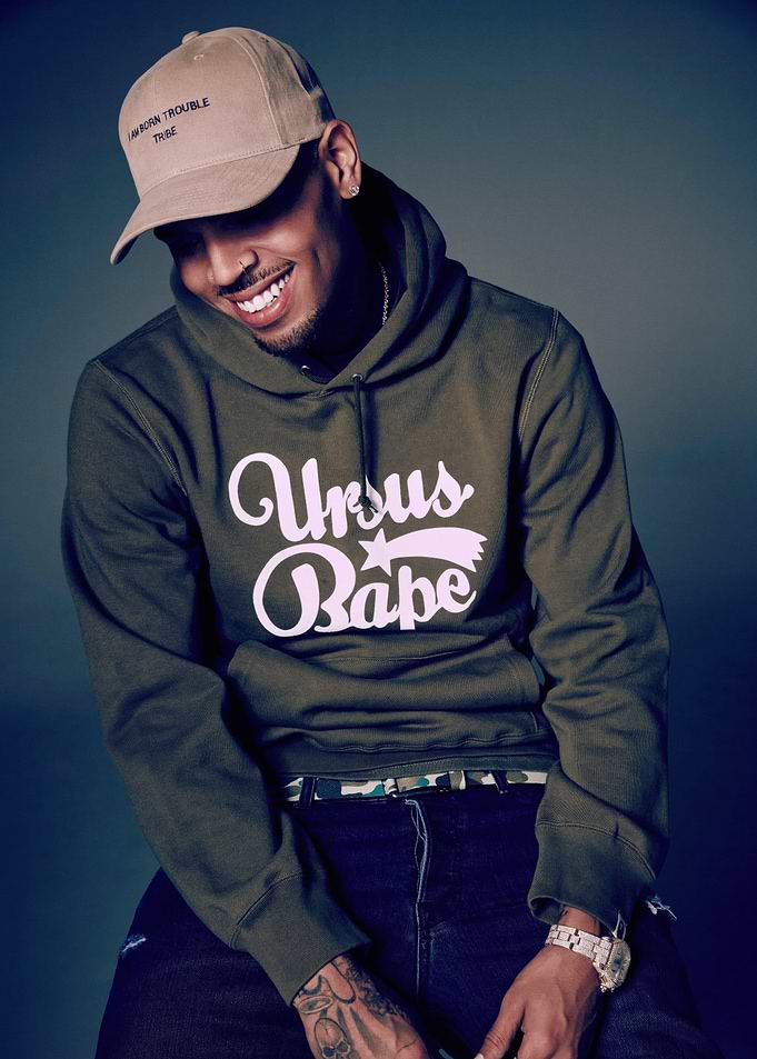 Chris Brown in Hoodie and Cap