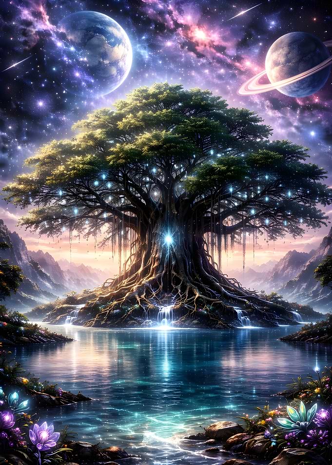 Enchanted Cosmic Tree by Water