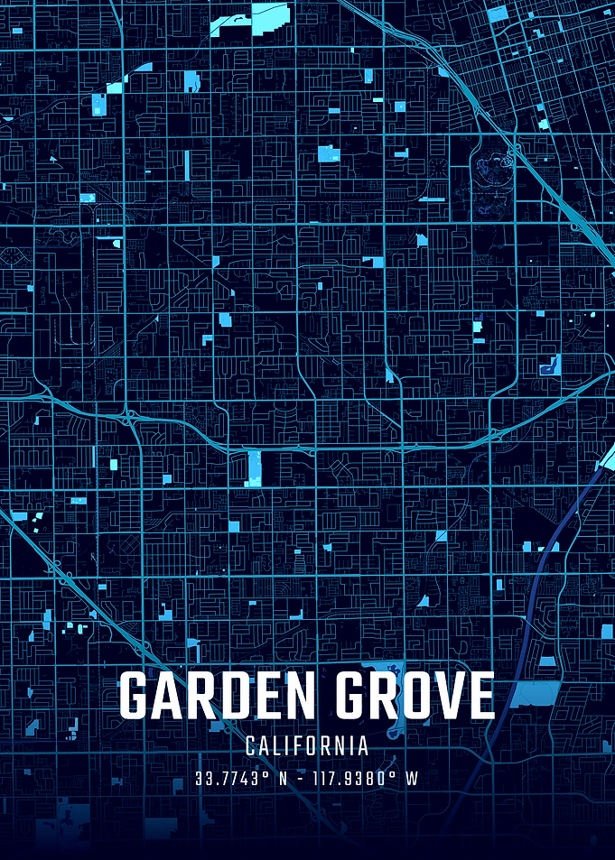 Garden Grove California Midnight City Map